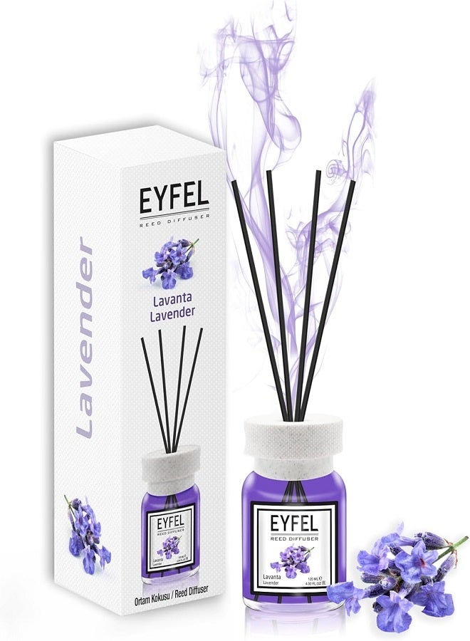 EYFEL Lavender Reed Diffuser Set - 4.05 fl oz Oil Diffuser Sticks, Bathroom & Home Fragrances, Scented Sticks, Home Décor - Image 1